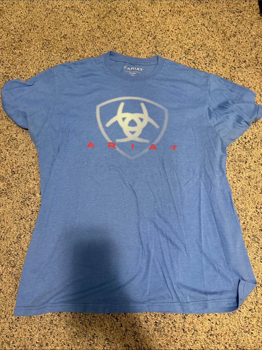 Ariat Light Blue Short-Sleeve Crewneck with Red Logo